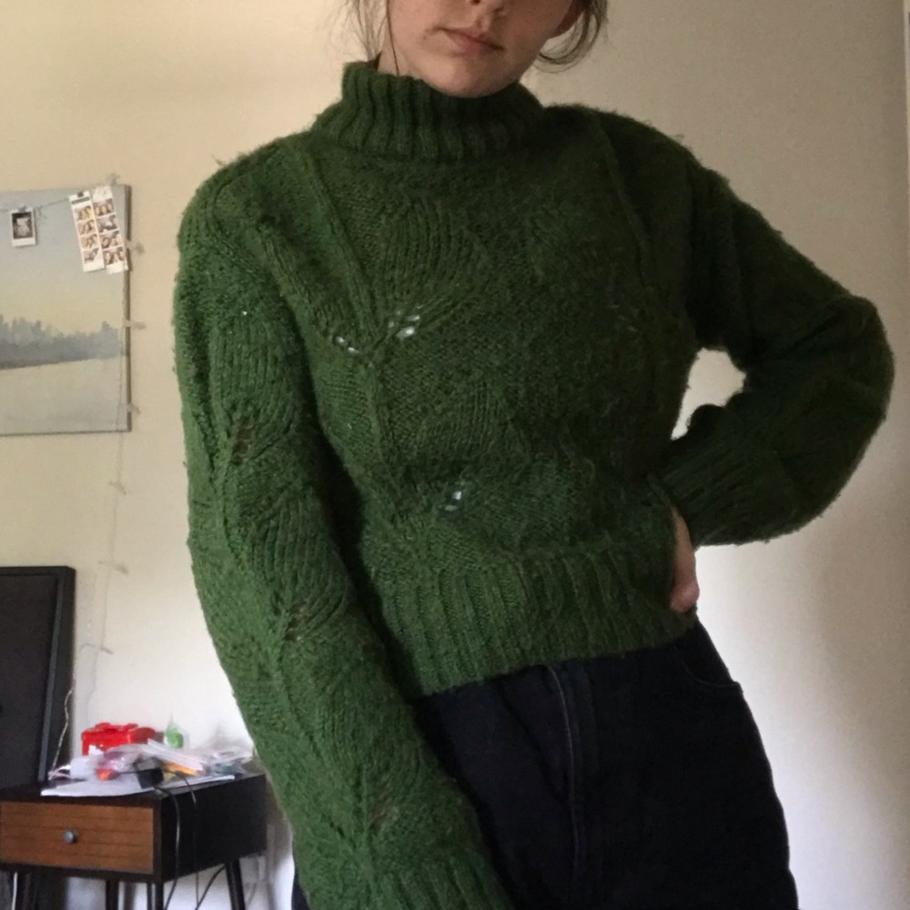 Cropped Urban Outfitters turtleneck plant sweater